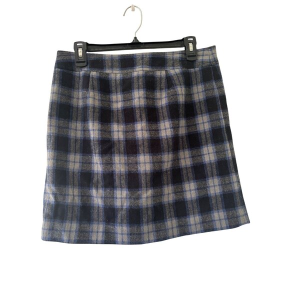 Ann Taylor Loft Women's Skirt Size 2 Blue Plaid Wool Blend Pencil Skirt - Picture 3 of 9